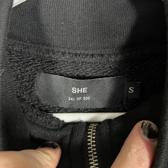 Darc Sport SHE Tracksuit Womens S Black Wolves Crop Sweatshirt Joggers 2 Piece - Picture 3 of 13